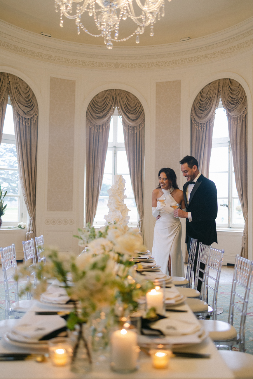 bride and groom viewing room before guests arrive